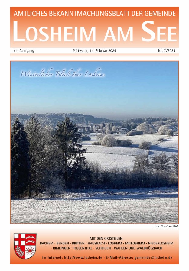 Amtliches Bekanntmachungsblatt der Gemeinde Losheim am See Titelblatt 07/2024