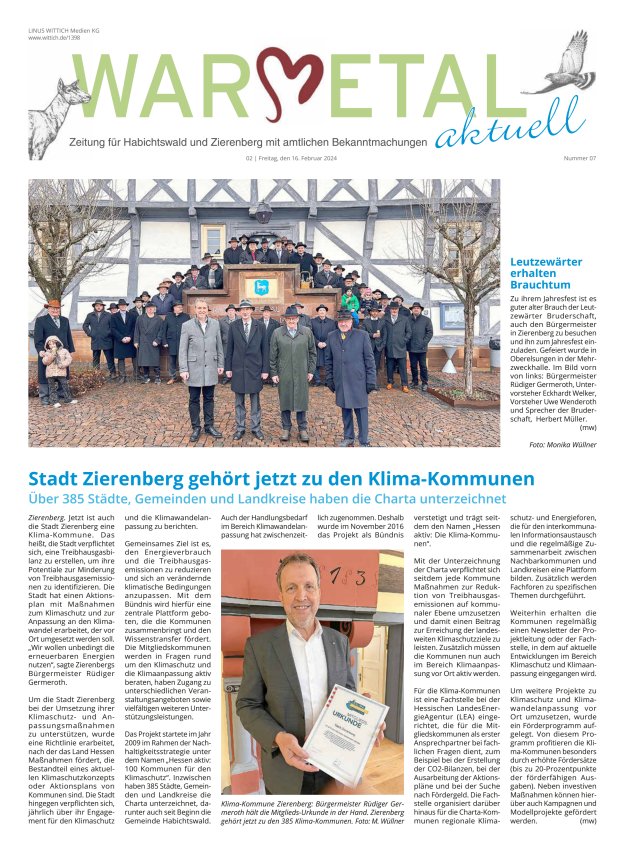 Warmetal aktuell (Habichtswald + Zierenberg) Titelblatt 07/2024