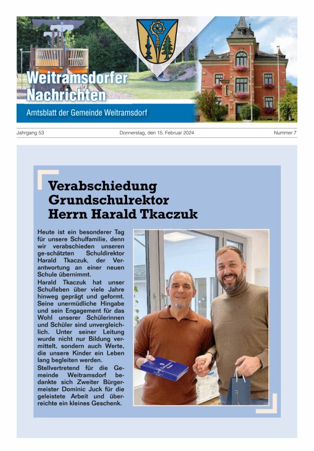 Weitramsdorfer Nachrichten Titelblatt 07/2024