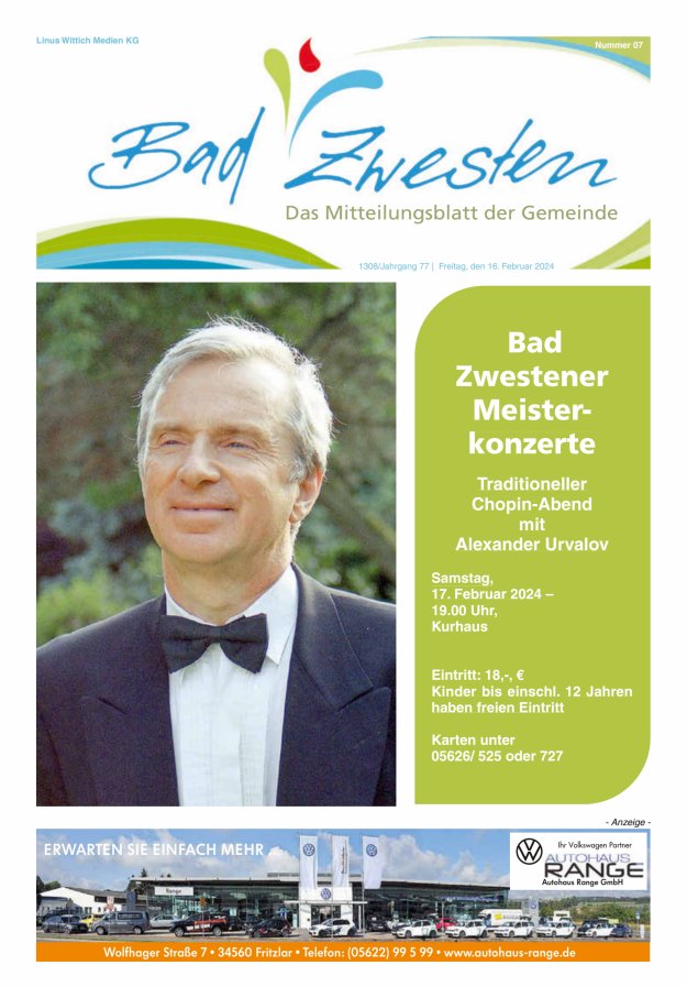 Heimatzeitung Bad Zwesten Titelblatt 07/2024