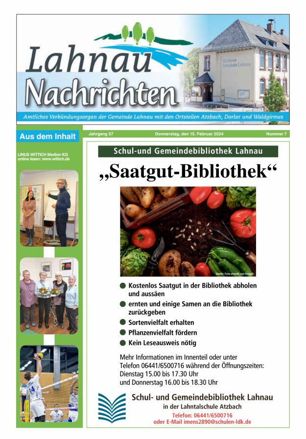 Lahnau Nachrichten Titelblatt 07/2024