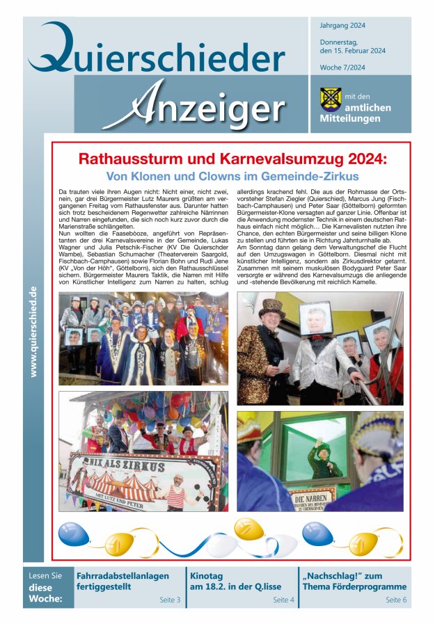 Quierschieder Anzeiger Titelblatt 07/2024