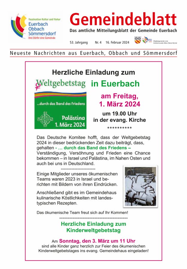 Gemeindeblatt der Gemeinde Euerbach Titelblatt 04/2024