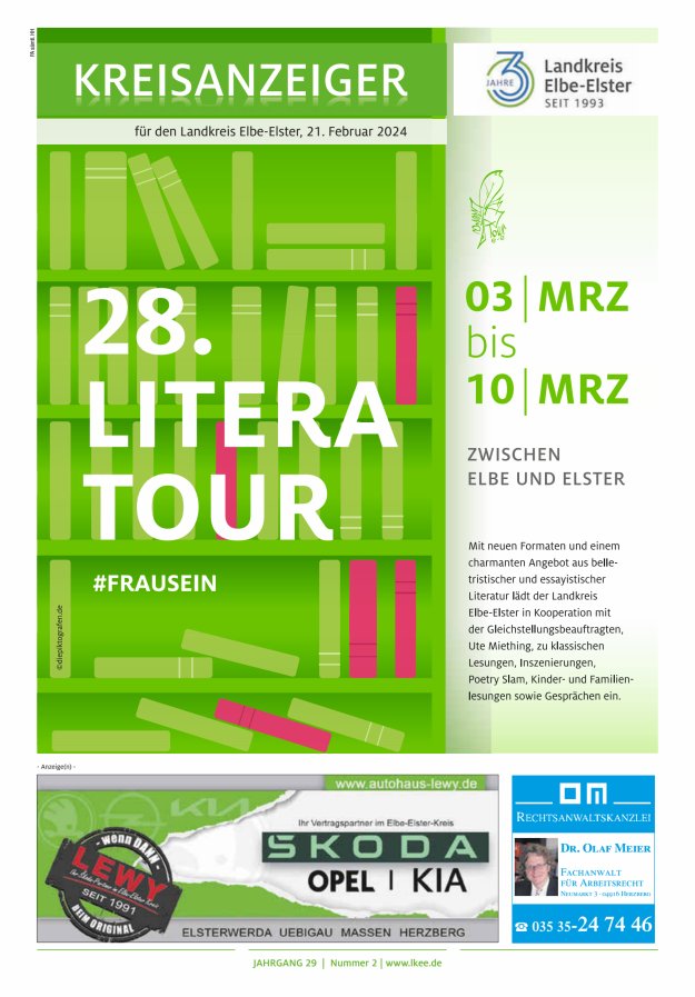 Kreisanzeiger für den Landkreis Elbe-Elster Titelblatt 02/2024