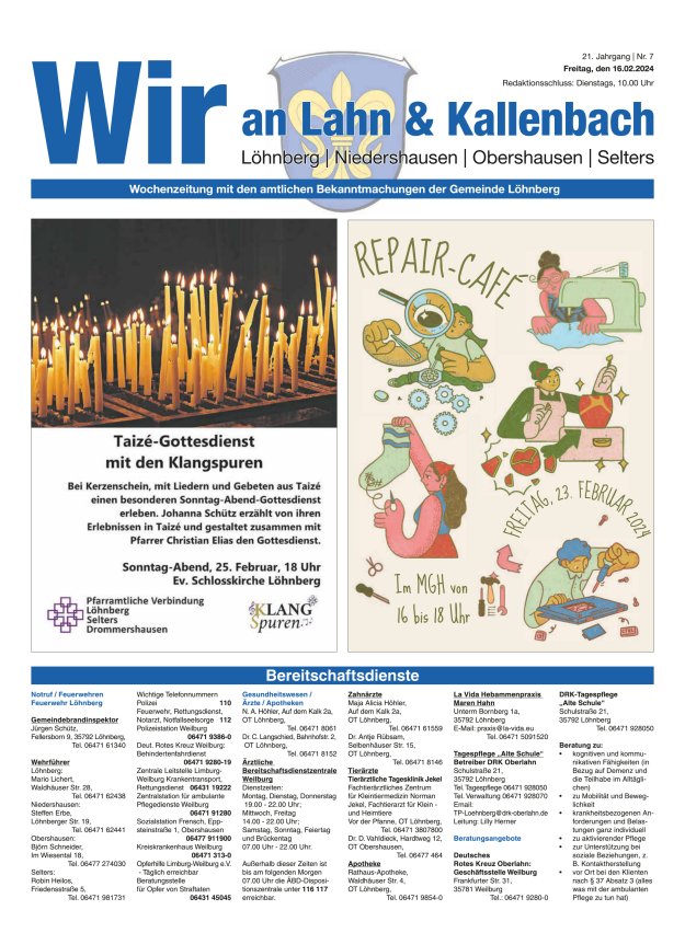 Amtliches Mitteilungsblatt der Gemeinde Löhnberg Titelblatt 07/2024