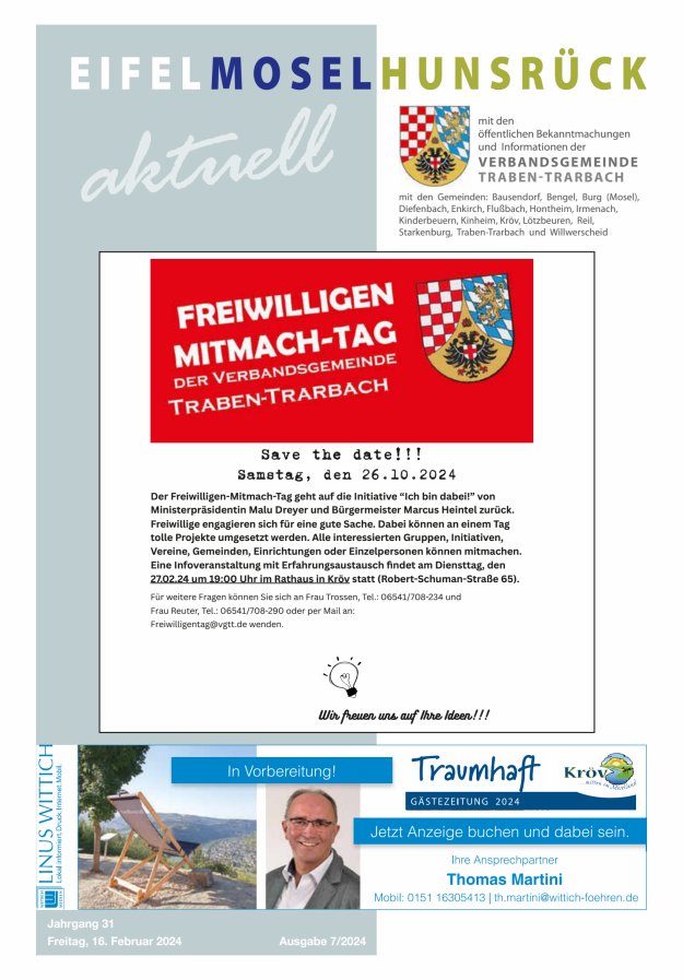 Eifel-Mosel-Hunsrück aktuell VG Traben-Trarbach Titelblatt 07/2024