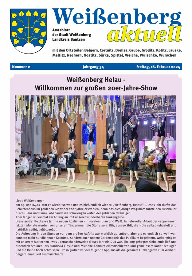 "Weißenberg aktuell" - Amtsblatt der Stadt Weißenberg Titelblatt 02/2024