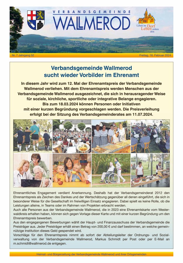Wir über uns - Verbandsgemeinde Wallmerod Titelblatt 07/2024