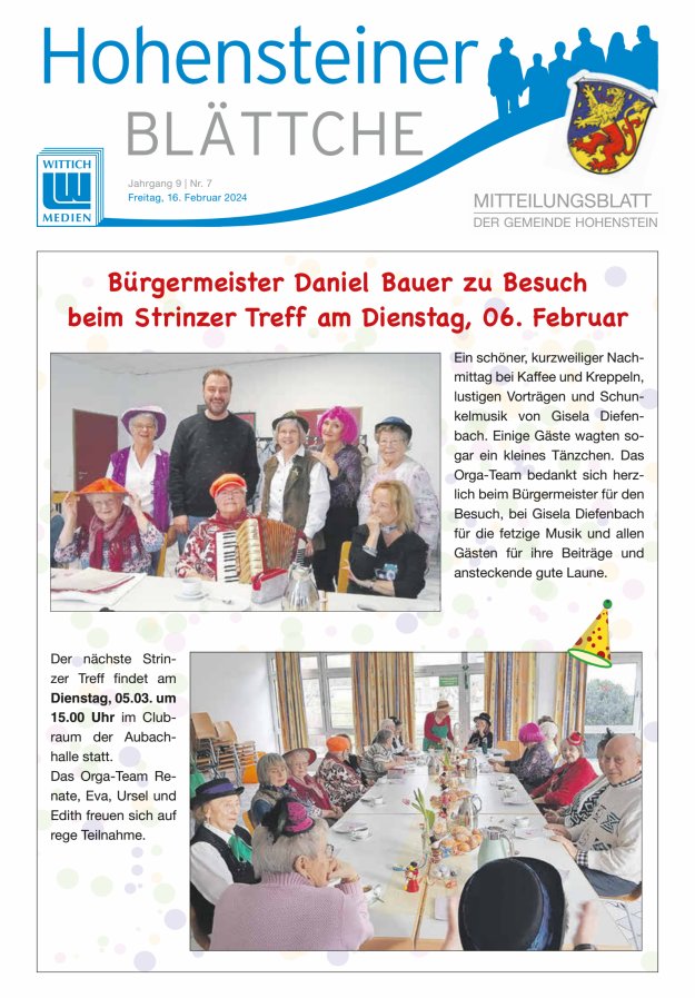 Hohensteiner Blättche Titelblatt 07/2024