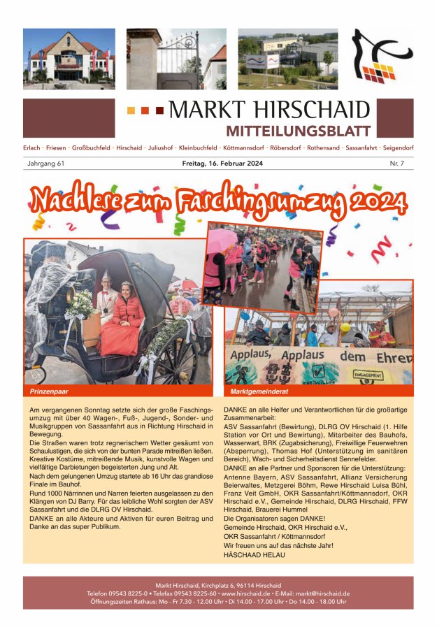 Mitteilungsblatt Markt Hirschaid Titelblatt 07/2024