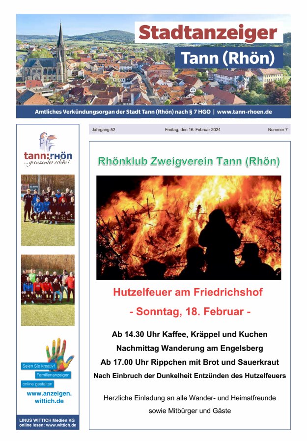 Stadtanzeiger Tann (Rhön) Titelblatt 07/2024