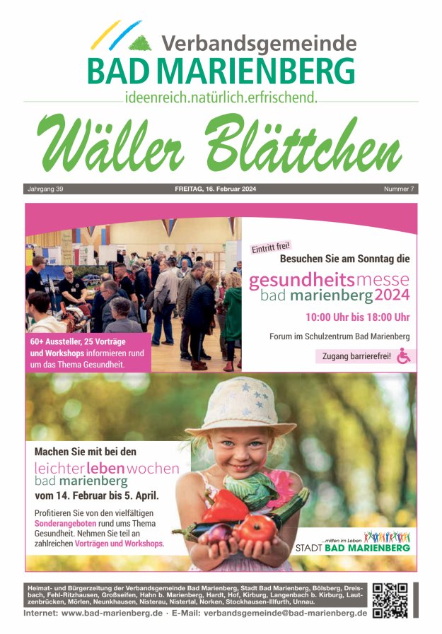 Wäller Blättchen - Verbandsgemeinde Bad Marienberg Titelblatt 07/2024