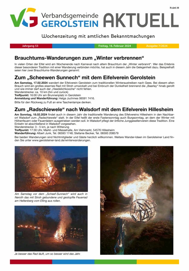 Verbandsgemeinde Gerolstein aktuell Titelblatt 07/2024