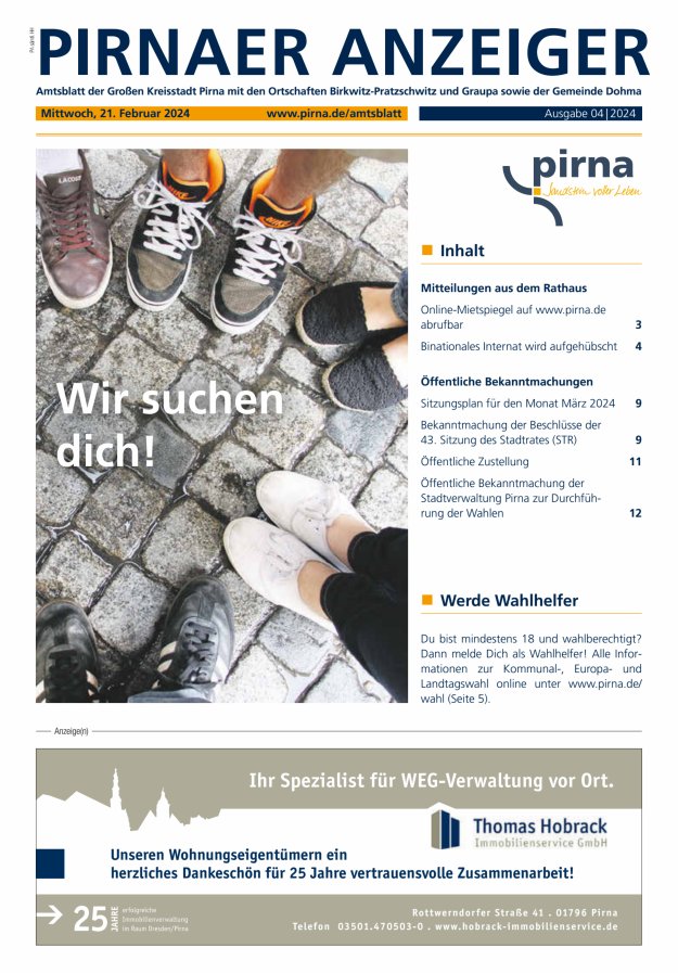 Pirnaer Anzeiger Titelblatt 05/2024