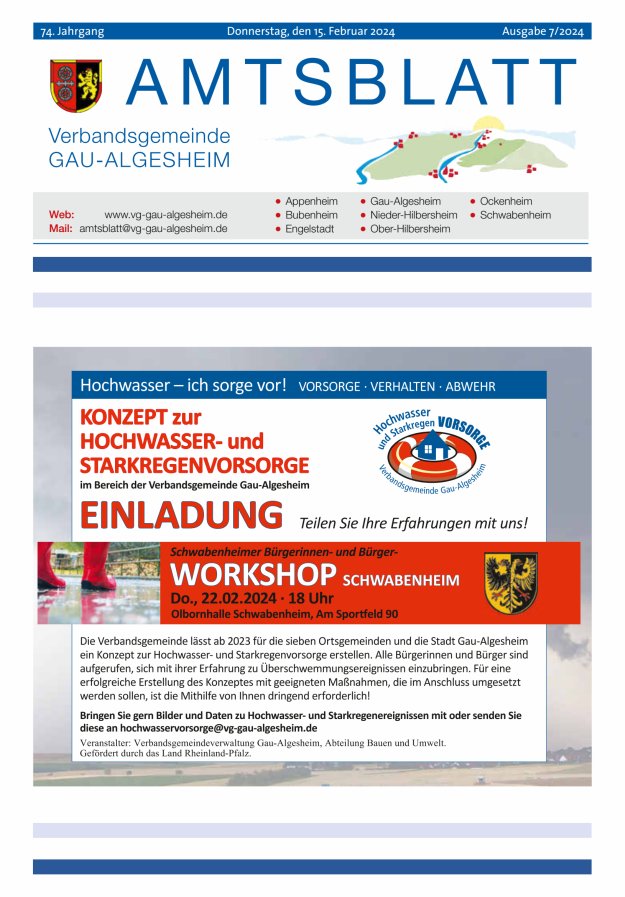 Amtsblatt der VG Gau-Algesheim Titelblatt 07/2024