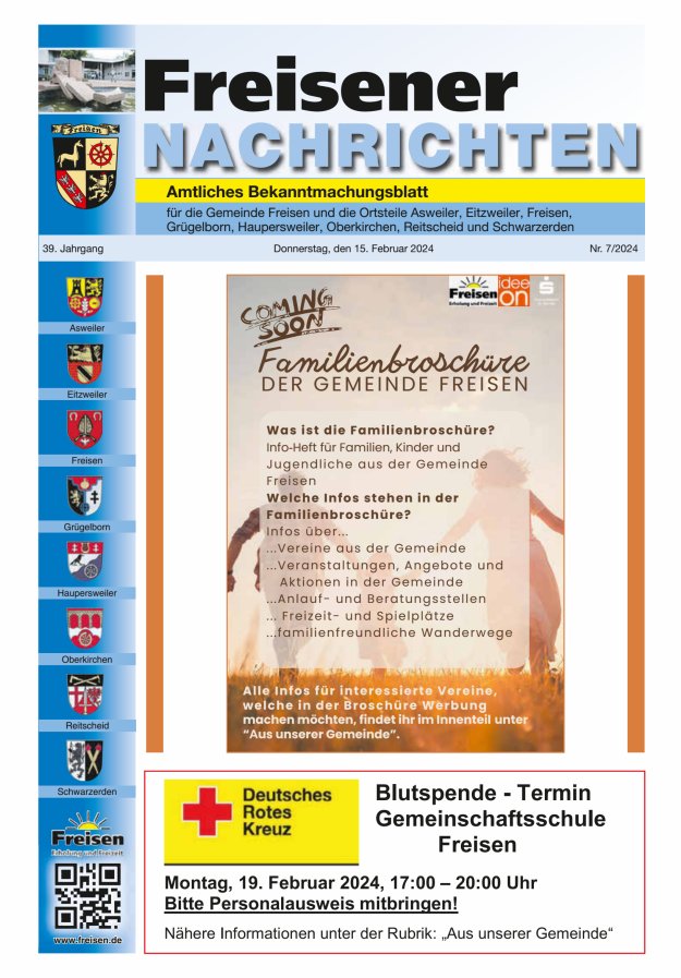 Freisener Nachrichten Titelblatt 07/2024