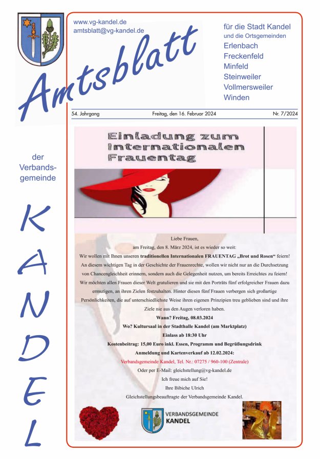 Amtsblatt VG Kandel Titelblatt 07/2024