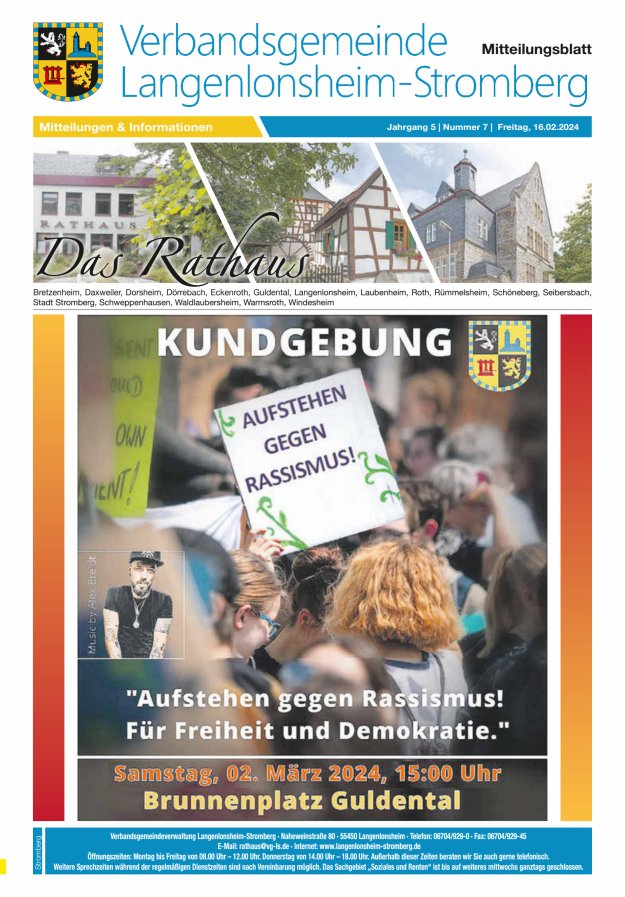 Das Rathaus - MTB d VG Langenlonsheim-Stromberg  Titelblatt 07/2024