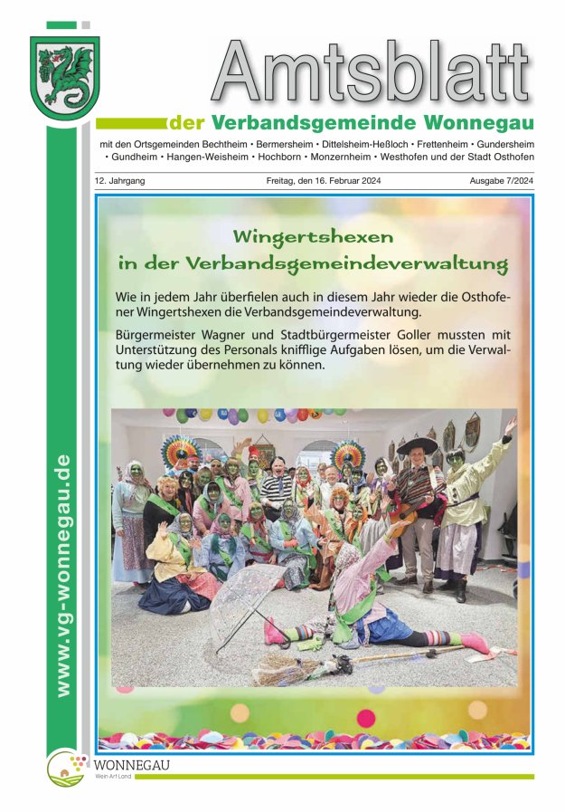 Amtsblatt VG Wonnegau Titelblatt 07/2024