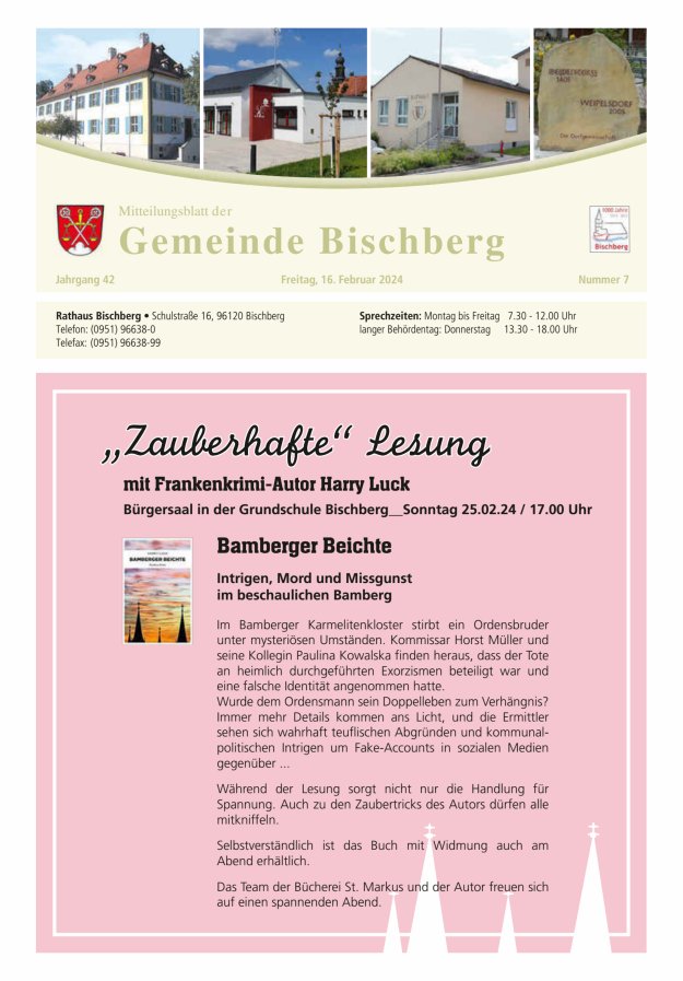 Mitteilungsblatt der Gemeinde Bischberg Titelblatt 07/2024