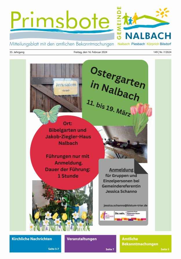 Primsbote Gemeinde Nalbach Titelblatt 07/2024