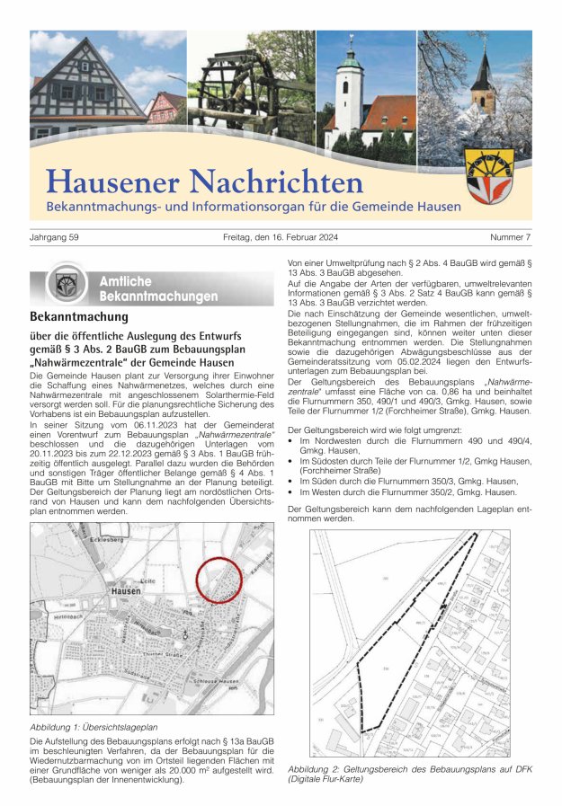 Hausener Nachrichten Titelblatt 07/2024