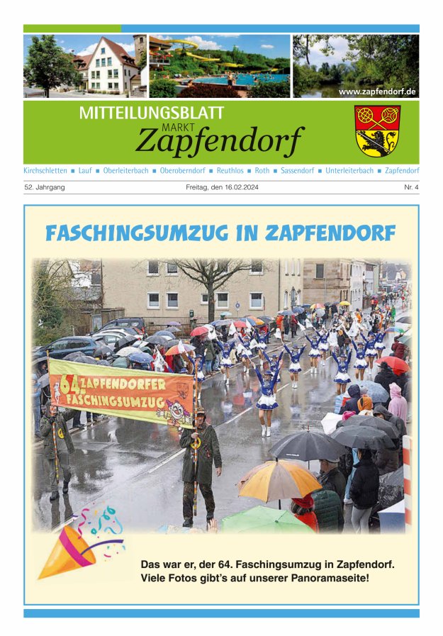 Mitteilungsblatt Markt Zapfendorf Titelblatt 04/2024