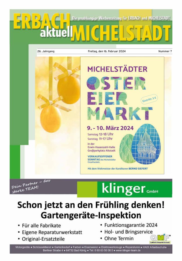 Erbach-Michelstadt aktuell Titelblatt 07/2024