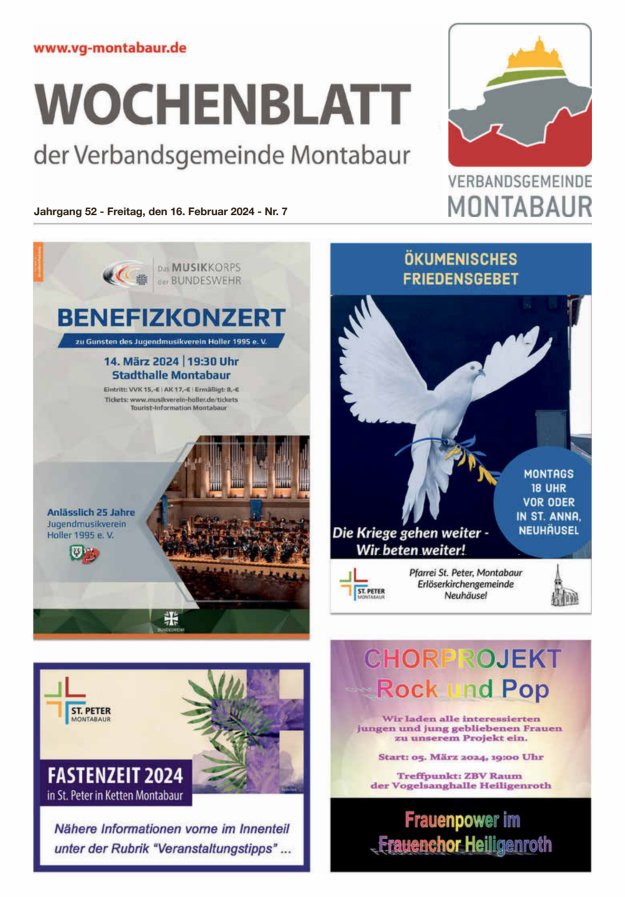 Wochenblatt der Verbandsgemeinde Montabaur Titelblatt 07/2024