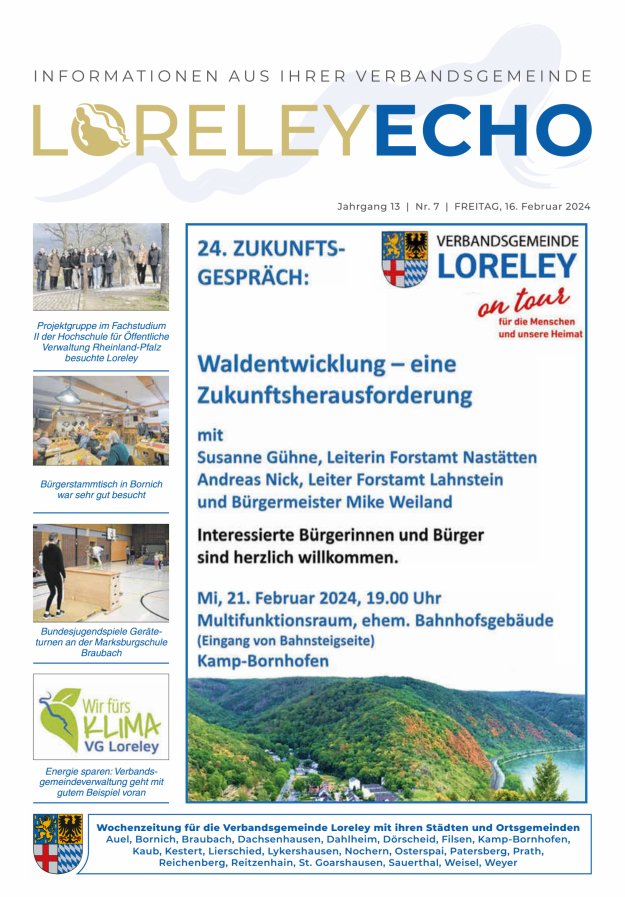 Loreley-Echo - Mitteilungsblatt der Verbandsgemeinde Loreley Titelblatt 07/2024