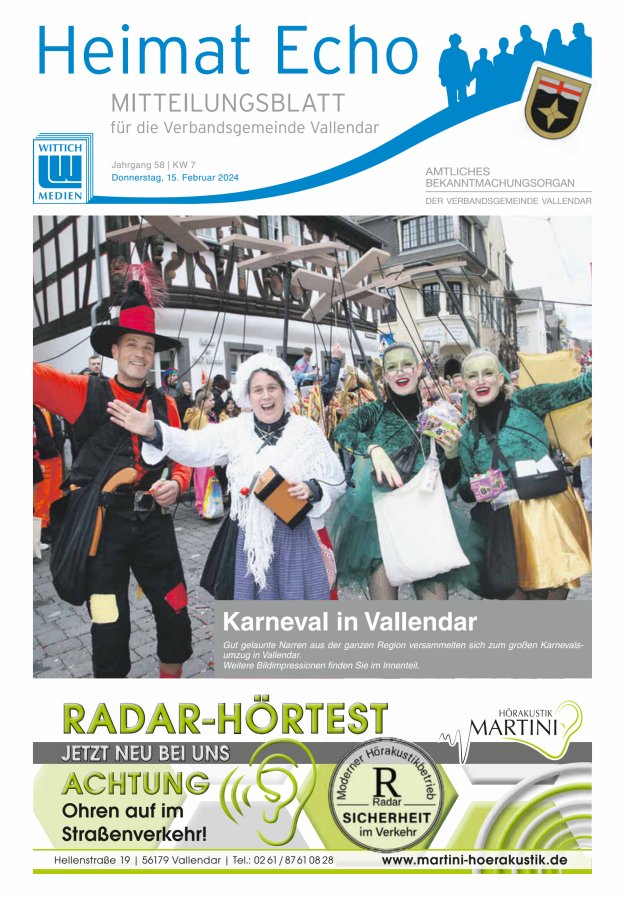 Heimat-Echo - Heimat- und Bürgerzeitung Verbandsgemeinde Vallendar Titelblatt 07/2024