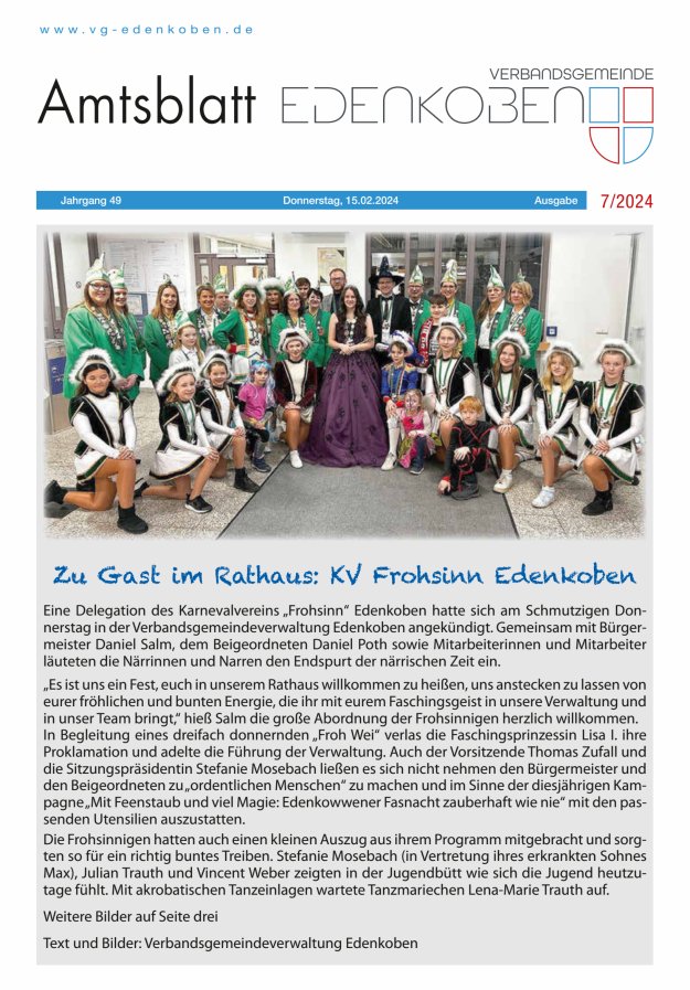 Amtsblatt VG Edenkoben Titelblatt 07/2024