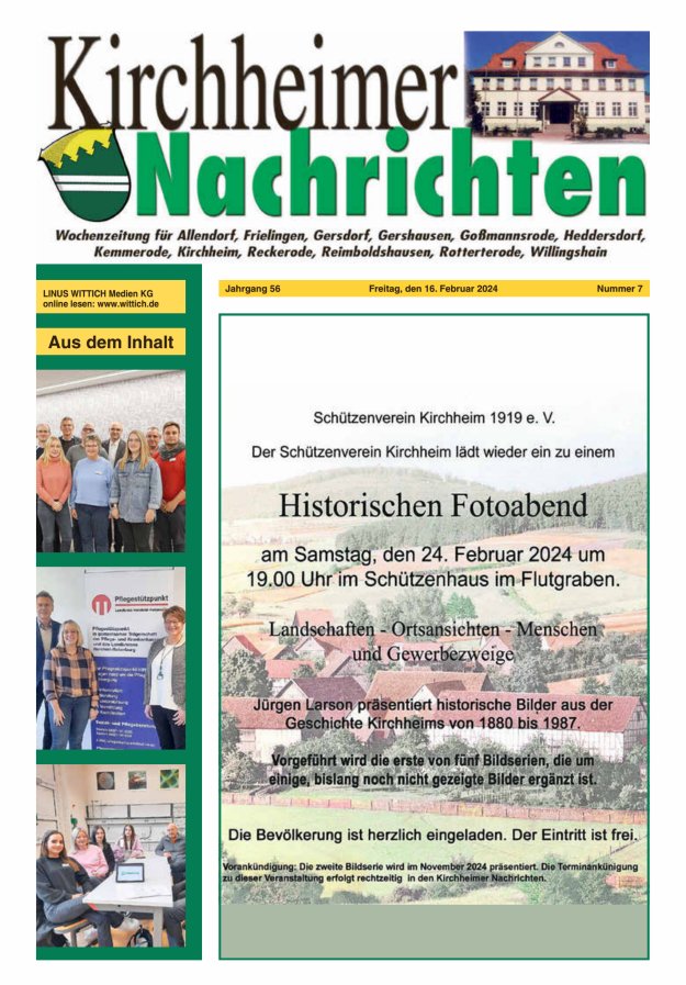 Kirchheimer Nachrichten Titelblatt 07/2024