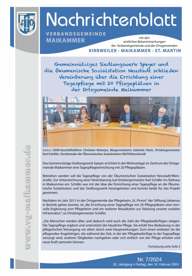 Nachrichtenblatt VG Maikammer Titelblatt 07/2024