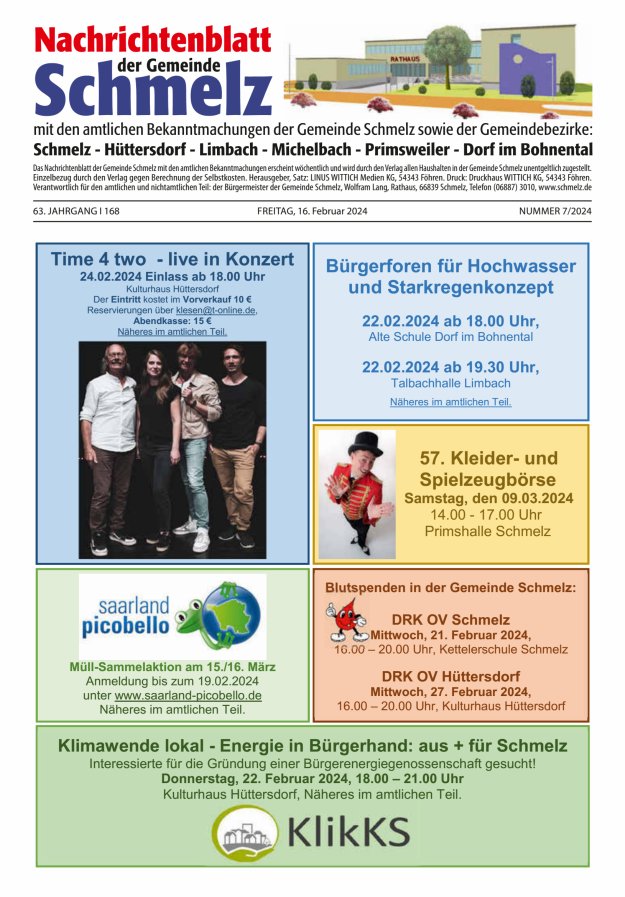 Nachrichtenblatt Schmelz Titelblatt 07/2024