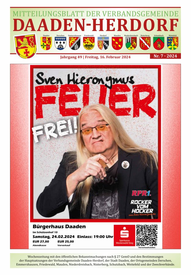 Mitteilungsblatt der Verbandsgemeinde Daaden-Herdorf Titelblatt 07/2024