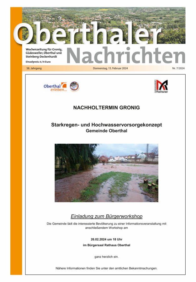 Oberthaler Nachrichten Titelblatt 07/2024