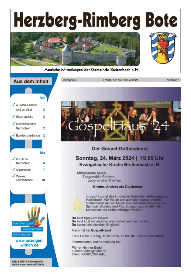 Herzberg-Rimberg Bote Titelblatt 07/2024