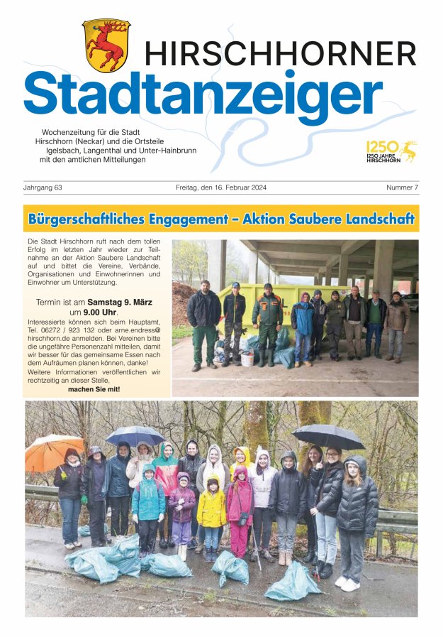 Hirschhorner Stadtanzeiger Titelblatt 07/2024