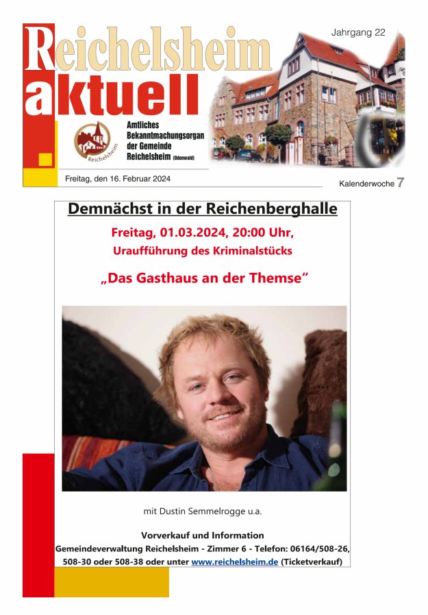 Reichelsheim aktuell - Amtsblatt der Gemeinde Reichelsheim(Odenwald) Titelblatt 07/2024