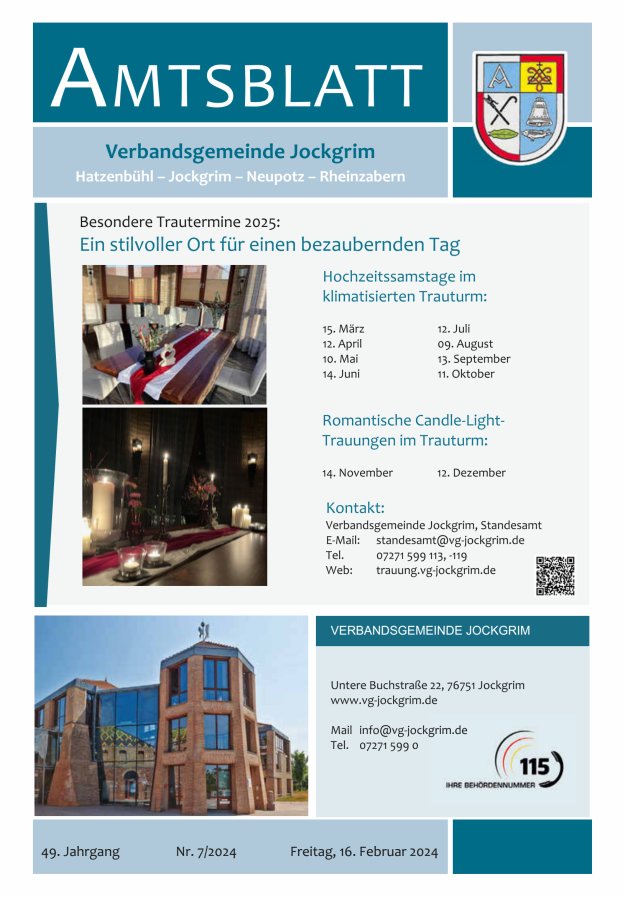 Amtsblatt VG Jockgrim Titelblatt 07/2024