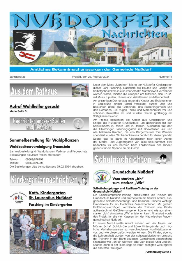 Nußdorfer Nachrichten Titelblatt 04/2024