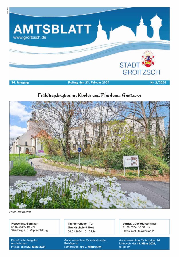 Amtsblatt Stadt Groitzsch Titelblatt 02/2024