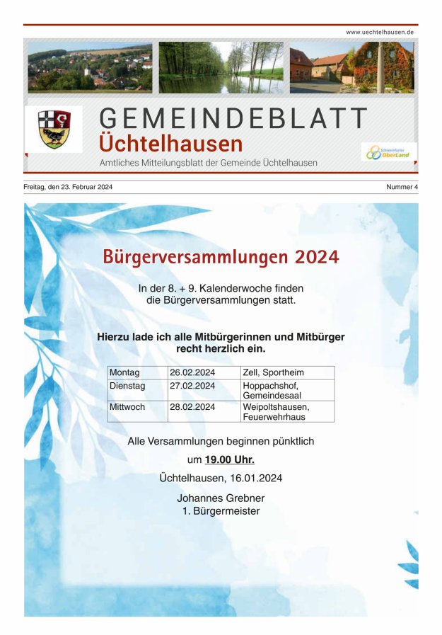 Gemeindeblatt Üchtelhausen Titelblatt 04/2024