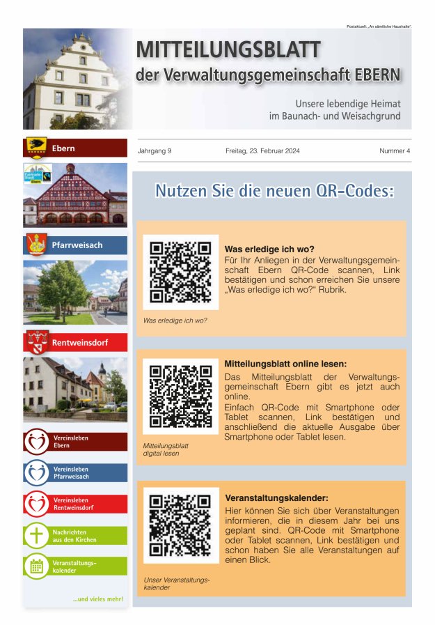Mitteilungsblatt der Verwaltungsgemeinschaft Ebern Titelblatt 04/2024