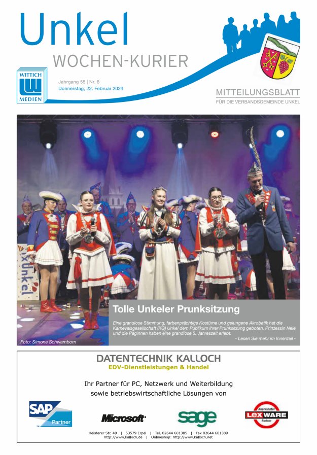 Wochen-Kurier Verbandsgemeinde Unkel Titelblatt 08/2024