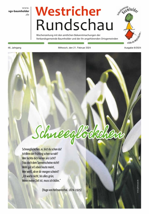 Westricher Rundschau VG Baumholder Titelblatt 08/2024