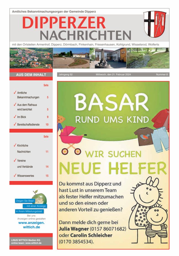 Dipperzer Nachrichten Titelblatt 08/2024