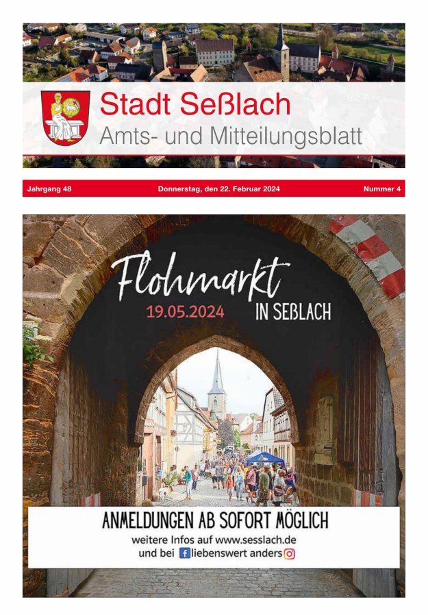 Amts- und Mitteilungsblatt Stadt Seßlach Titelblatt 04/2024