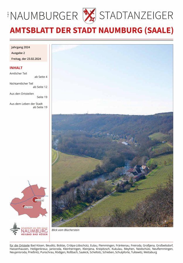 Amtsblatt der Stadt Naumburg (Saale) Titelblatt 02/2024